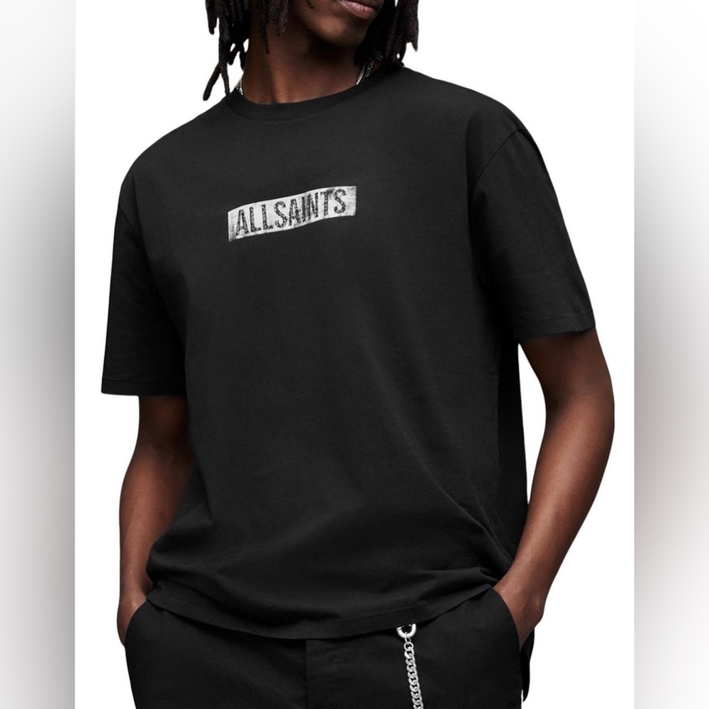 ALL SAINTS Tile SS Crew Relaxed Fit Logo Tshirt sz S